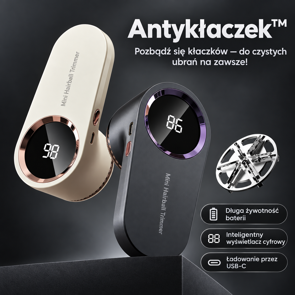 Antykłaczek™ – Elektryczna Golarka do Ubrań z Wyświetlaczem LED
