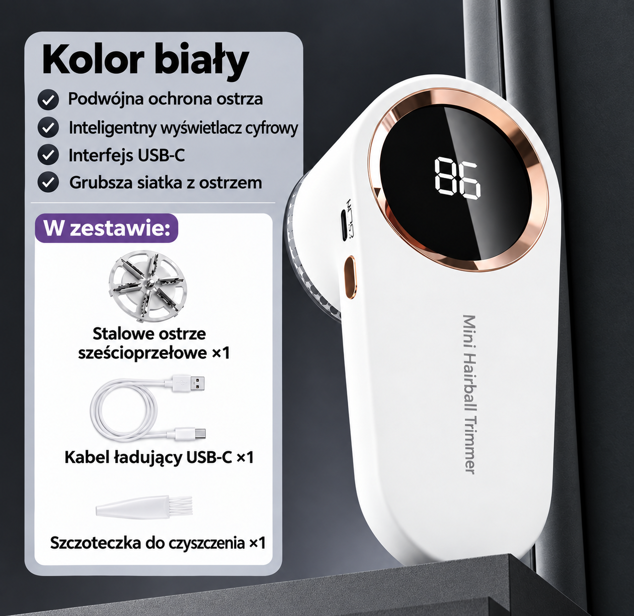 Antykłaczek™ – Elektryczna Golarka do Ubrań z Wyświetlaczem LED
