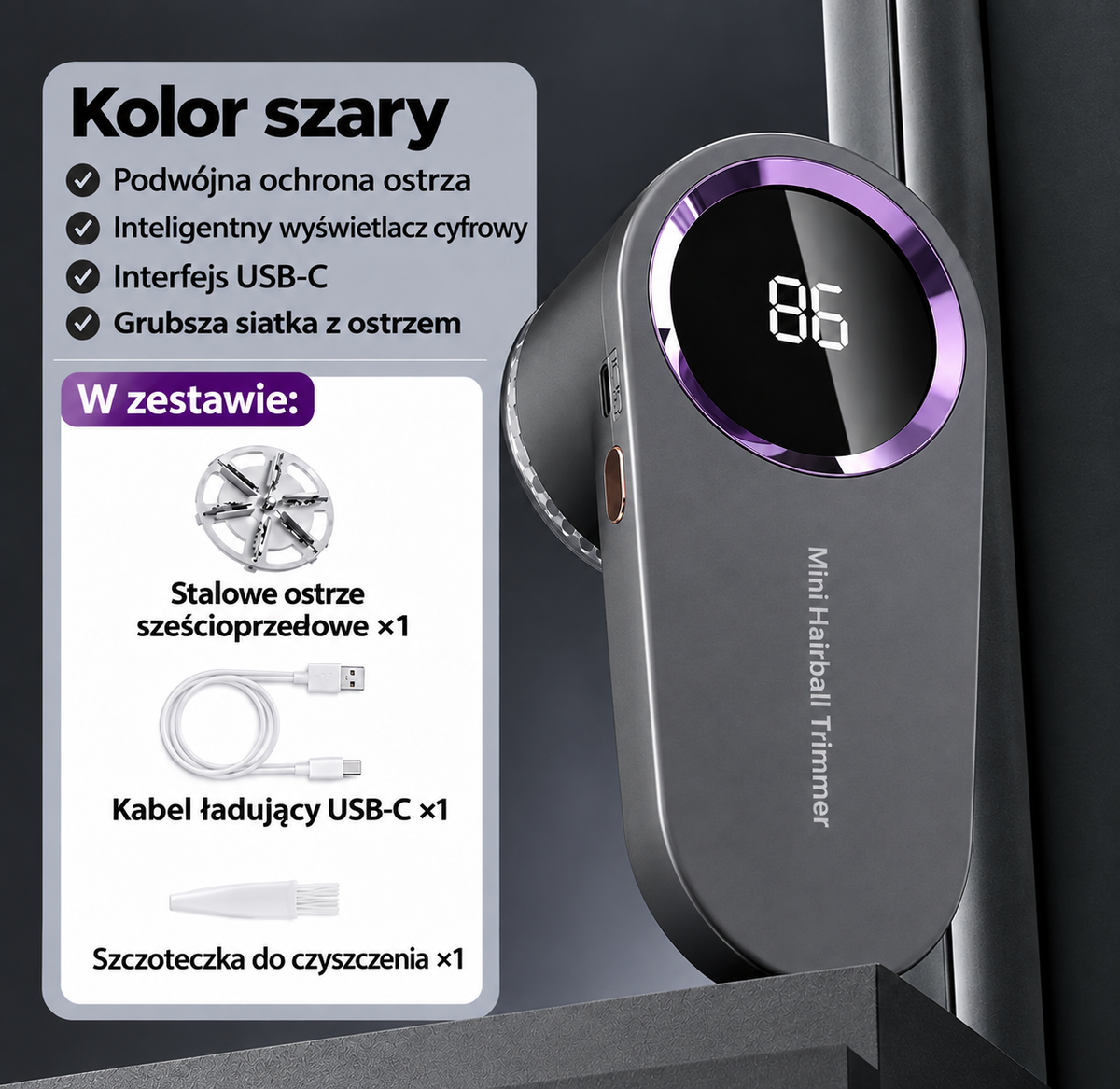 Antykłaczek™ – Elektryczna Golarka do Ubrań z Wyświetlaczem LED